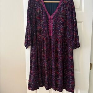 J. Jill Pink and Purple V-Neck Dress